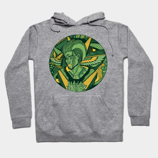 Forrest Green Wise Afro King Hoodie by kenallouis